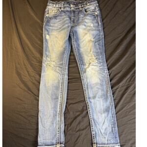 Miss Me Los Angeles Jeans Womens Size 31 Distressed Blue Denim Curvy Skinny